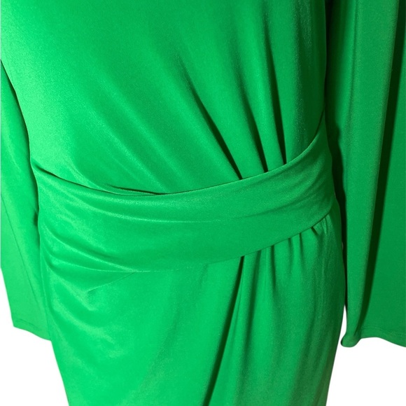 Anne Klein green faux wrap long sleeve dress sz S - Picture 2 of 6